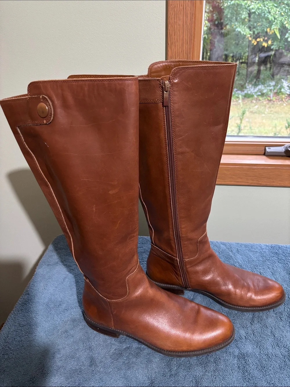 Franco Sarto Cheshire Women's Knee high Brown Leather Zip boots size 10M